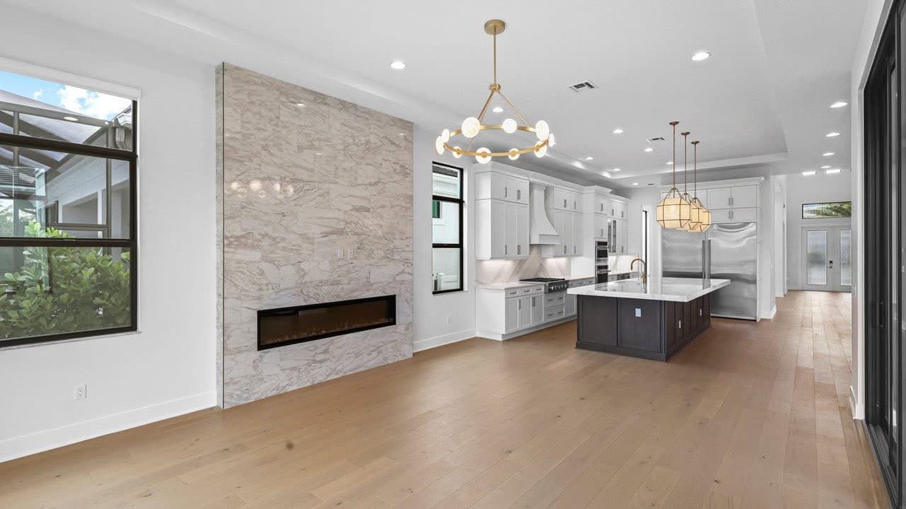 Open-Concept Luxury Living & Kitchen after