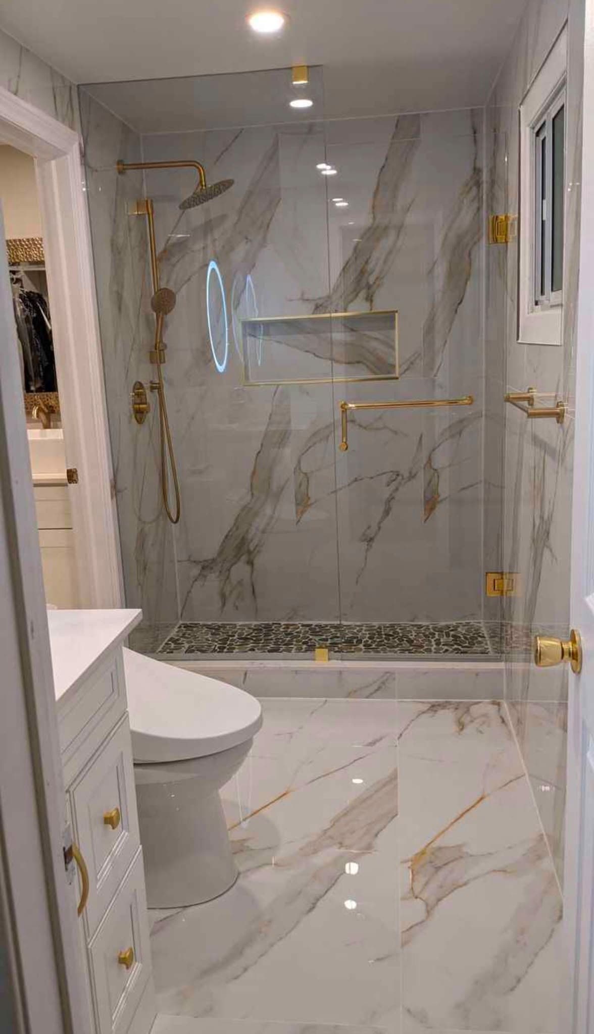 Primary Spa Bath — Marble & Brushed Gold gallery 1